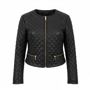 Zara Black Quilted Leather Jacket